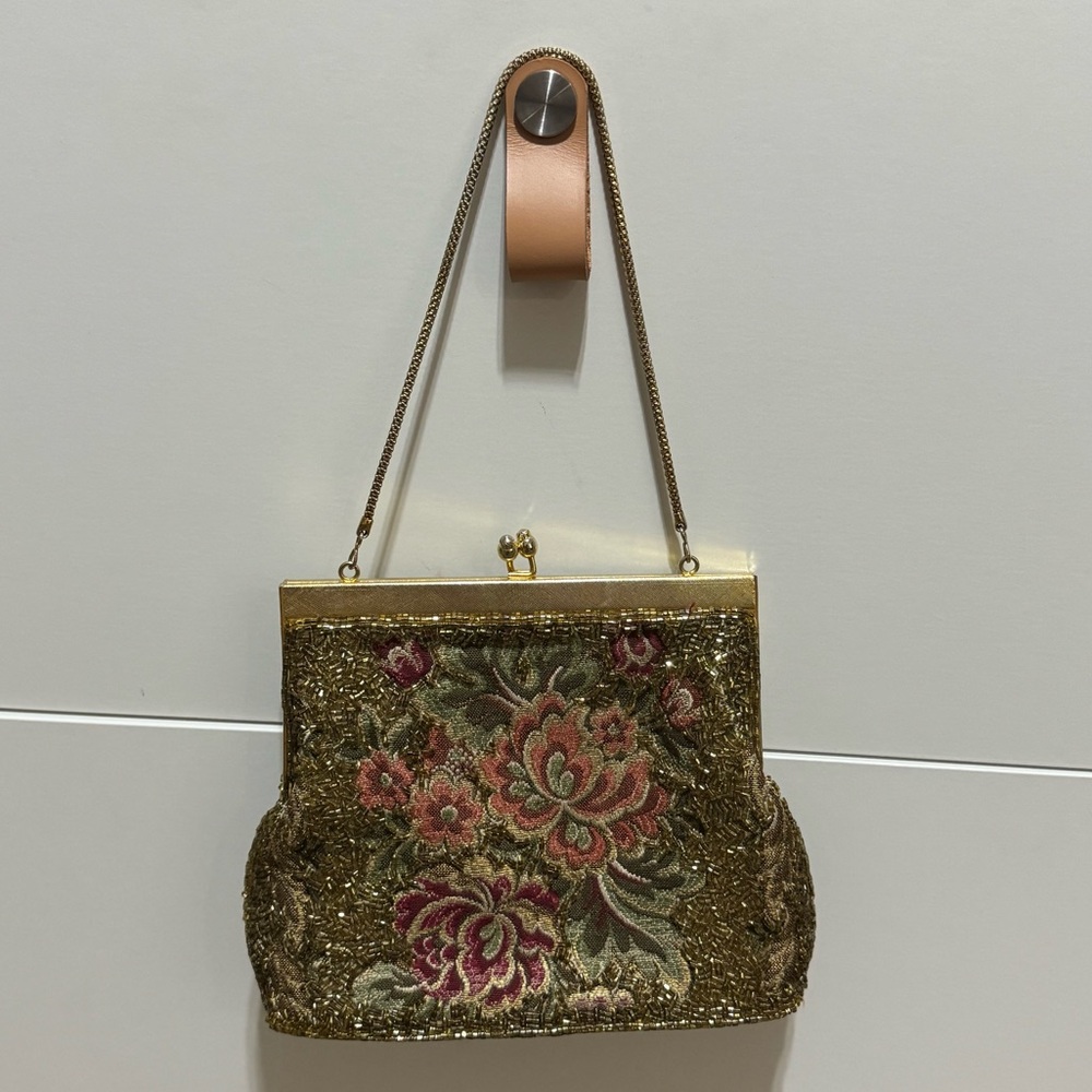 Vintage tapestry and beaded Walborg purse